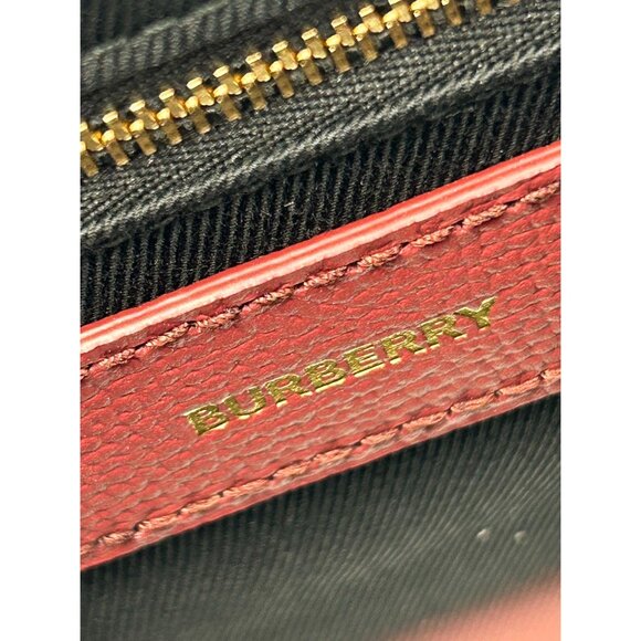 Burberry Small Banner Leather Horse Check Crossbody Shoulder bag Crimson - Picture 8 of 16